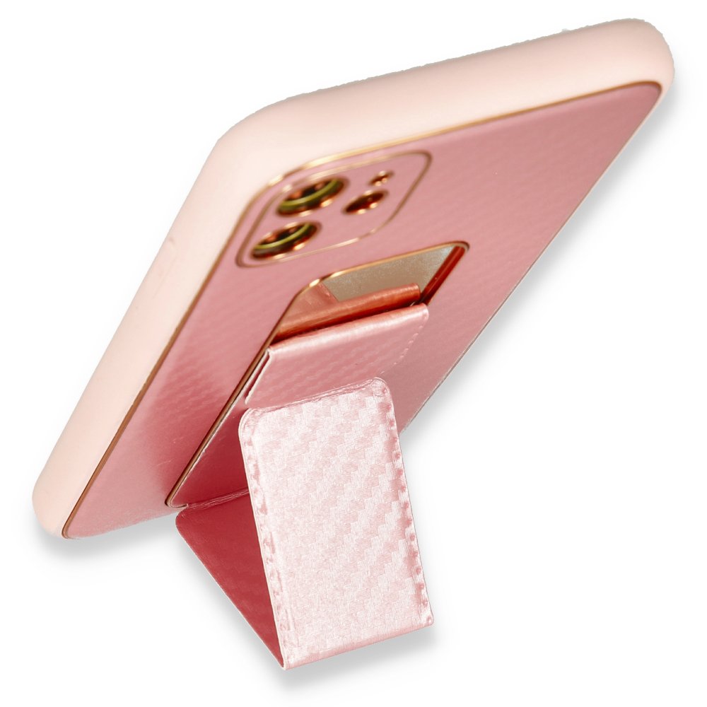 Newface iPhone 12 Kılıf Coco Karbon Standlı Kapak - Pembe