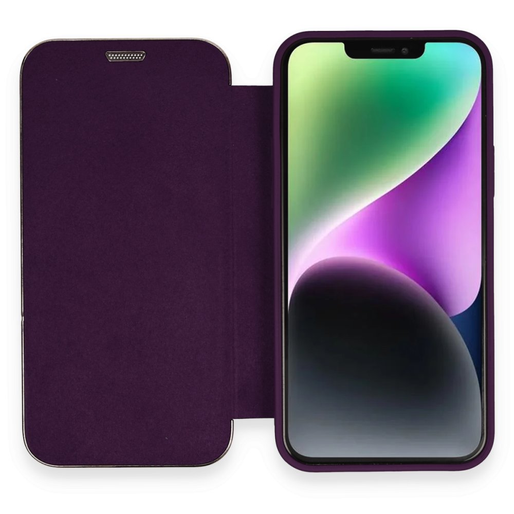 Newface iPhone 12 Kılıf Dolpin Kapaklı - Derin Mor