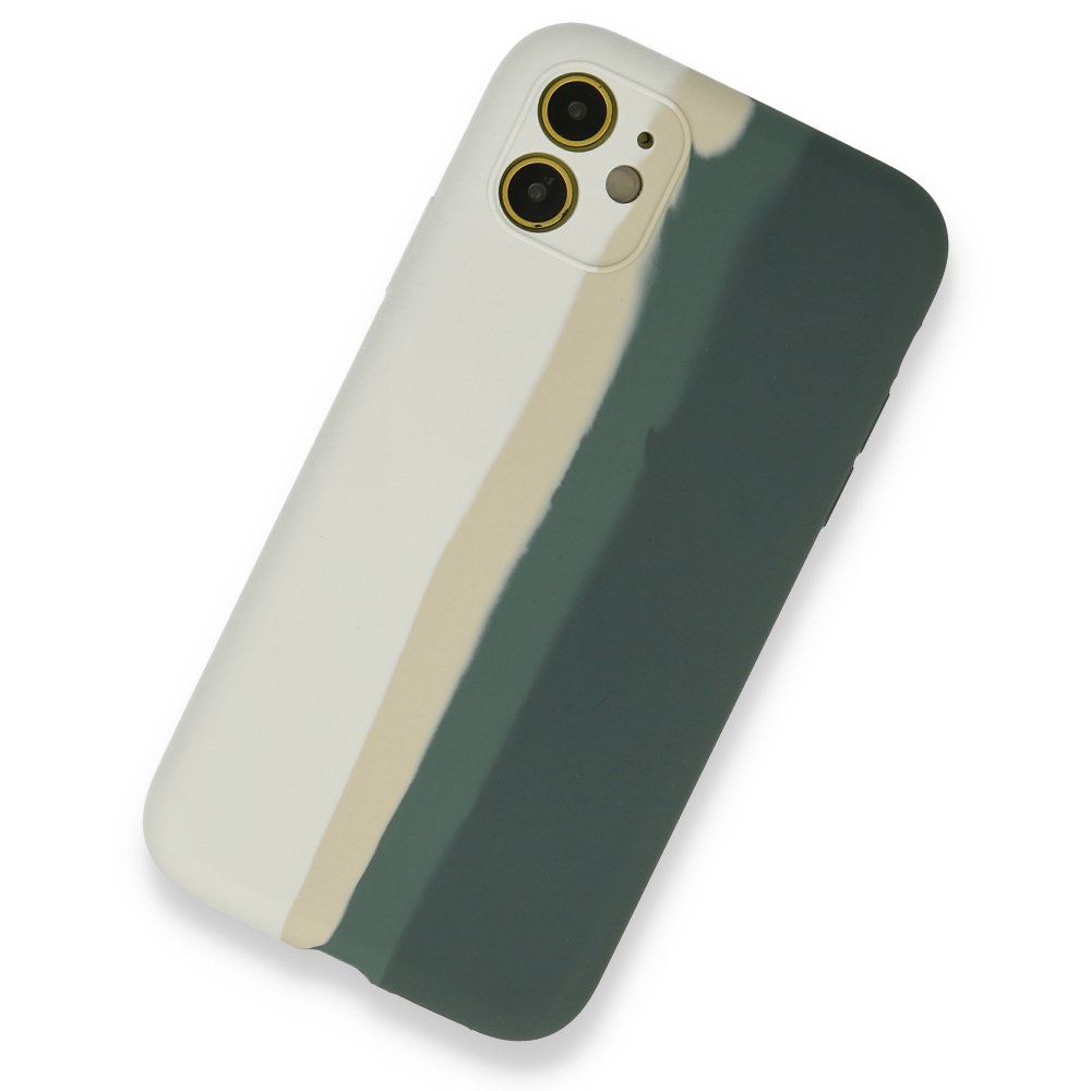 Newface iPhone 12 Kılıf Ebruli Lansman Silikon - Beyaz-Gri