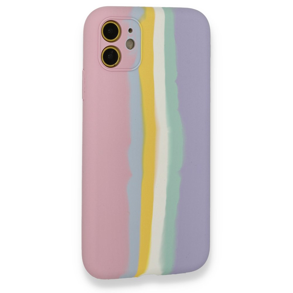 Newface iPhone 12 Kılıf Ebruli Lansman Silikon - Pembe-Lila