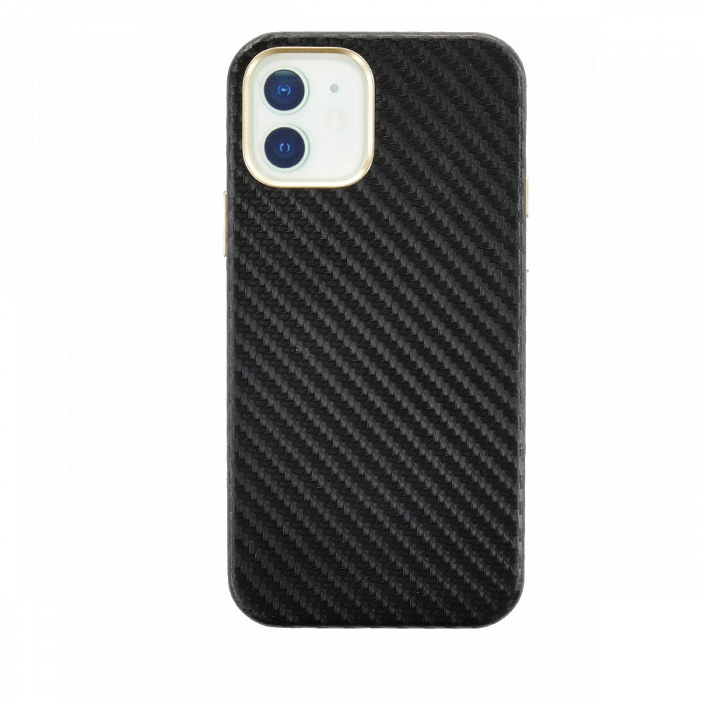 Newface iPhone 12 Kılıf Hibrit Karbon Silikon - Siyah