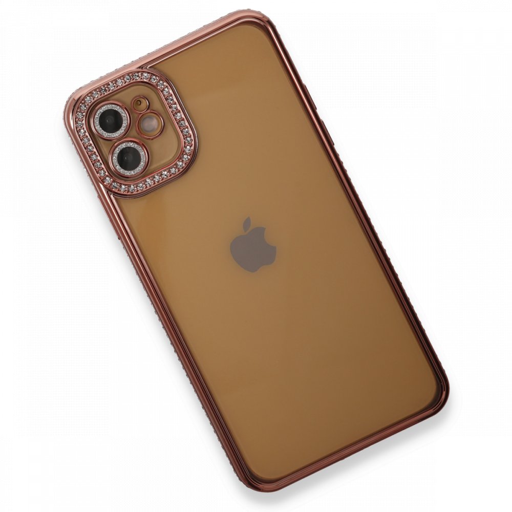 Newface iPhone 12 Kılıf Joke Taşlı Silikon - Pembe