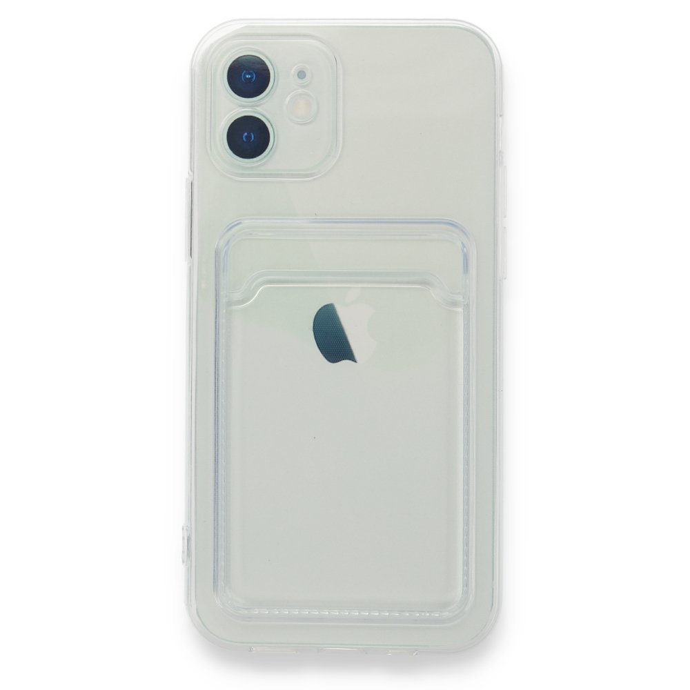 Newface iPhone 12 Kılıf Kart Şeffaf Silikon - Şeffaf