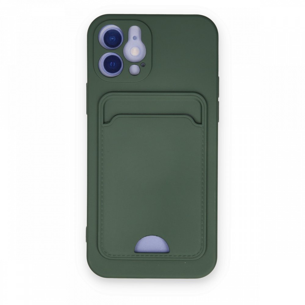Newface iPhone 12 Kılıf Kelvin Kartvizitli Silikon - Koyu Yeşil