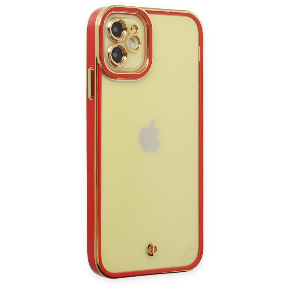 Newface iPhone 12 Kılıf Liva Lens Silikon - Kırmızı