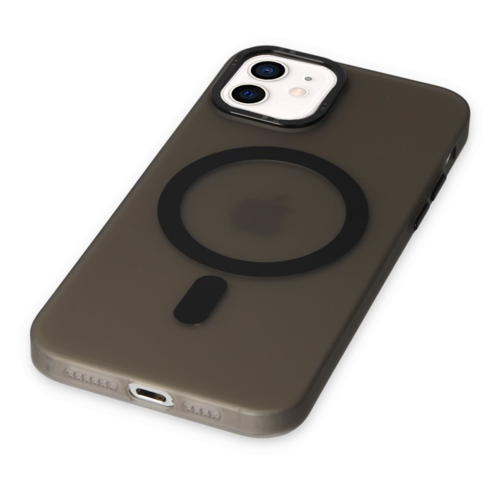 Newface iPhone 12 Kılıf Lodos Magneticsafe Mat Kapak - Siyah