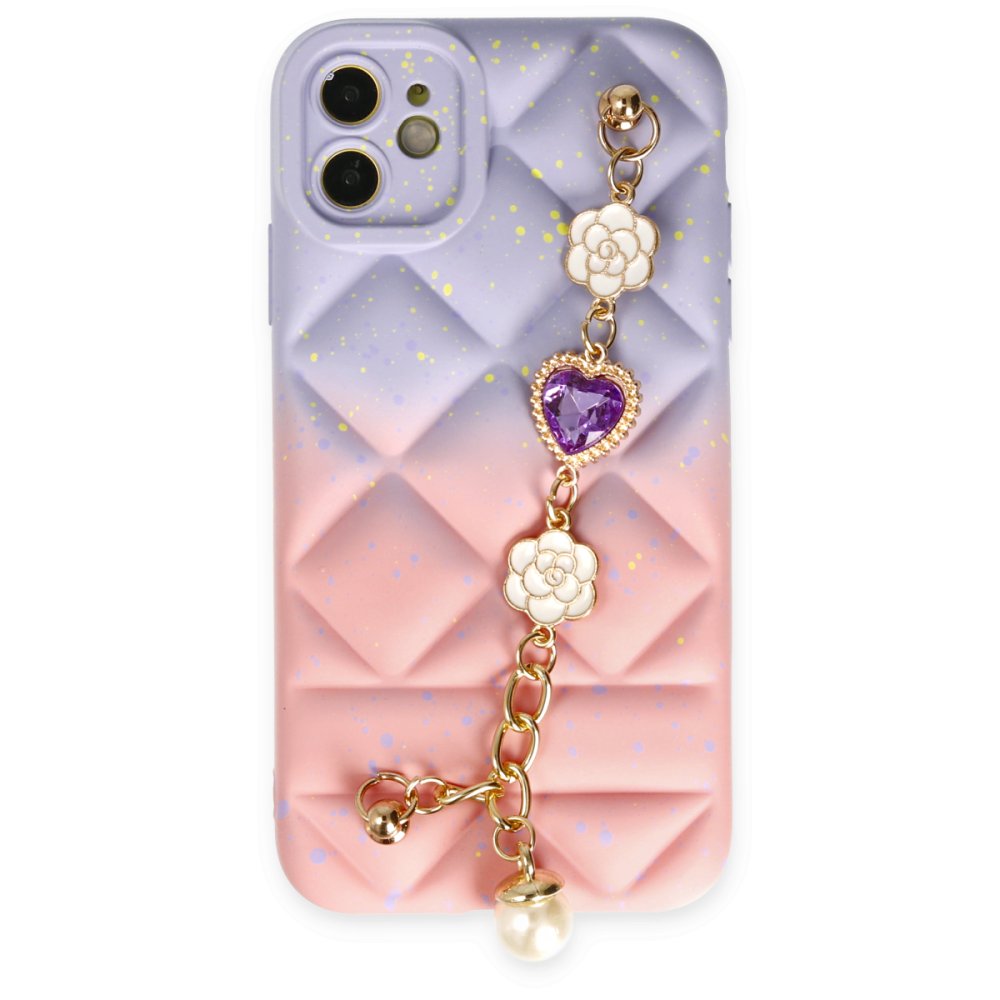 Newface iPhone 12 Kılıf Mozart Elcekli Silikon - Pembe
