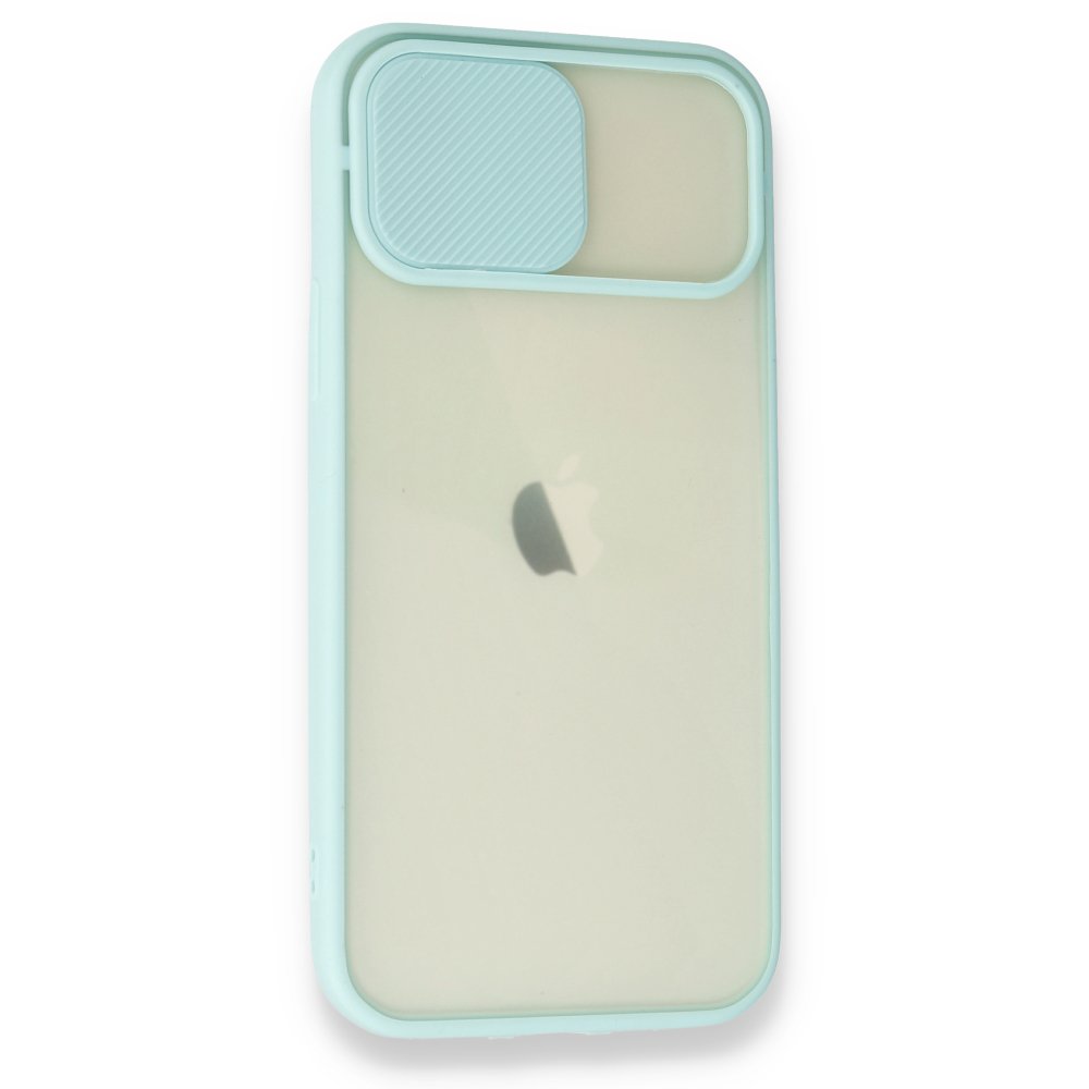 Newface iPhone 12 Kılıf Palm Buzlu Kamera Sürgülü Silikon - Turkuaz