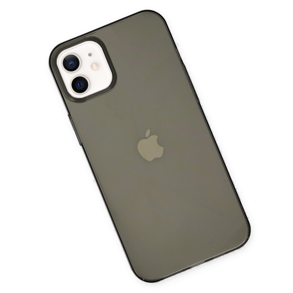 Newface iPhone 12 Kılıf Pc Sert Şeffaf Kapak - Siyah