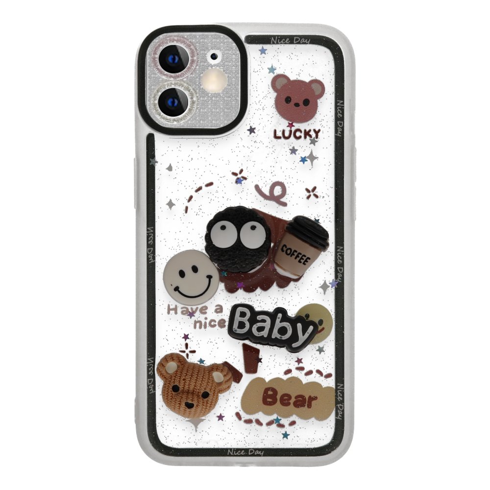 Newface iPhone 12 Kılıf Sweet Desenli Silikon Kapak - Sarı