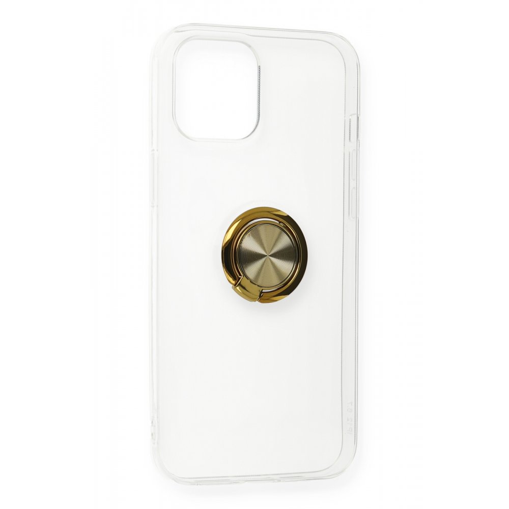 Newface iPhone 12 Mini Kılıf Gros Yüzüklü Silikon - Gold