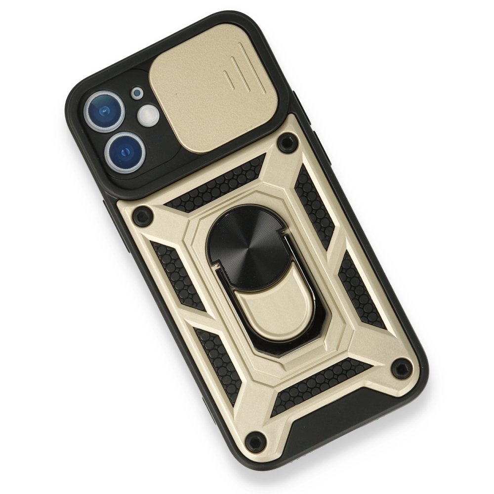 Newface iPhone 12 Mini Kılıf Pars Lens Yüzüklü Silikon - Gold
