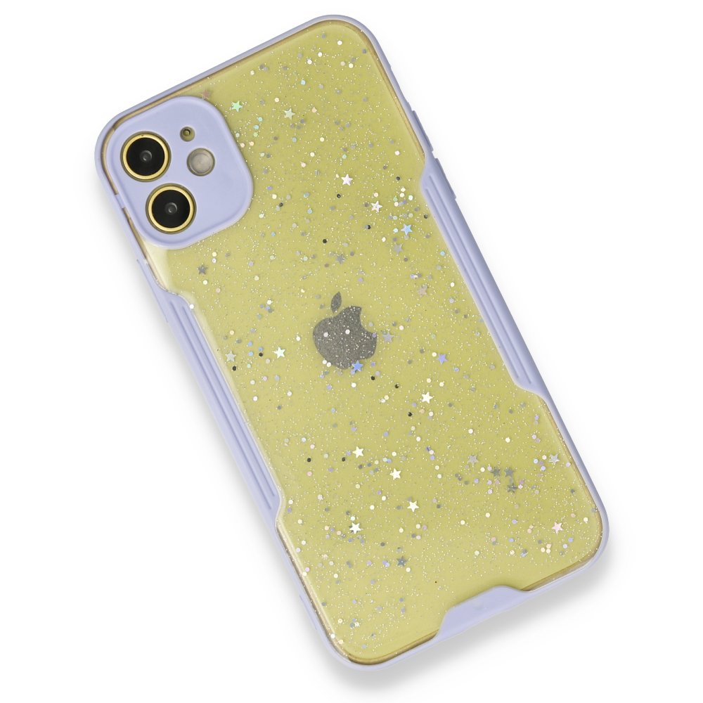 Newface iPhone 12 Mini Kılıf Platin Simli Silikon - Lila