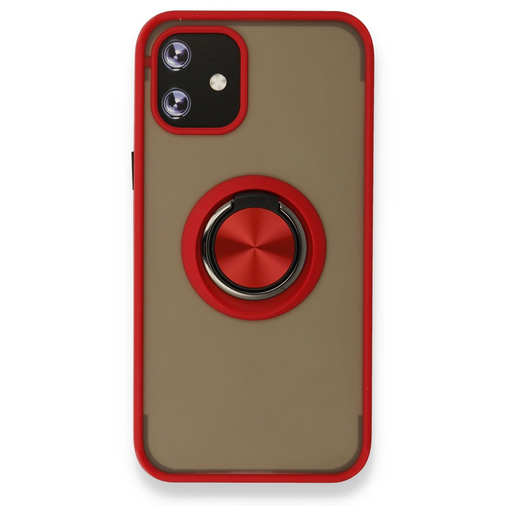 Newface iPhone 12 Mini Kılıf Montreal Yüzüklü Silikon Kapak - Kırmızı
