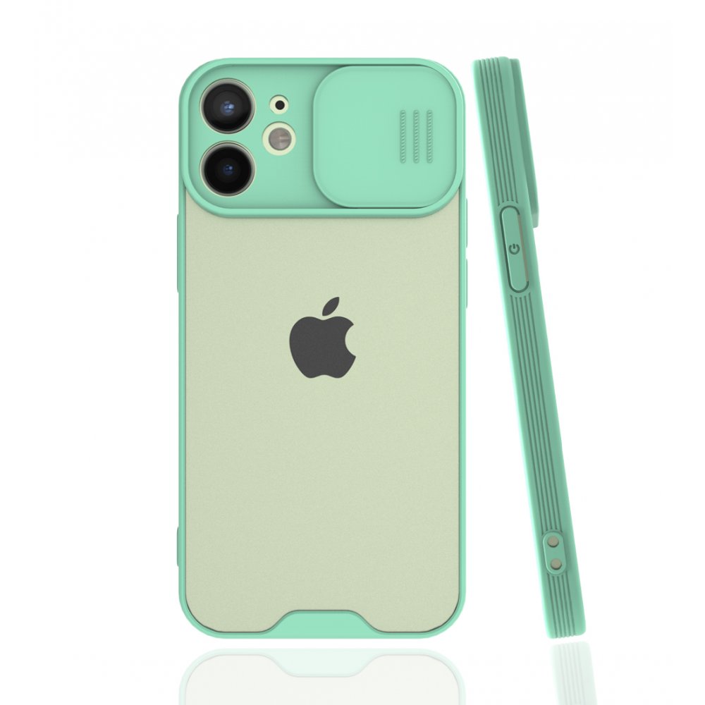 Newface iPhone 12 Mini Kılıf Platin Kamera Koruma Silikon - Açık Yeşil