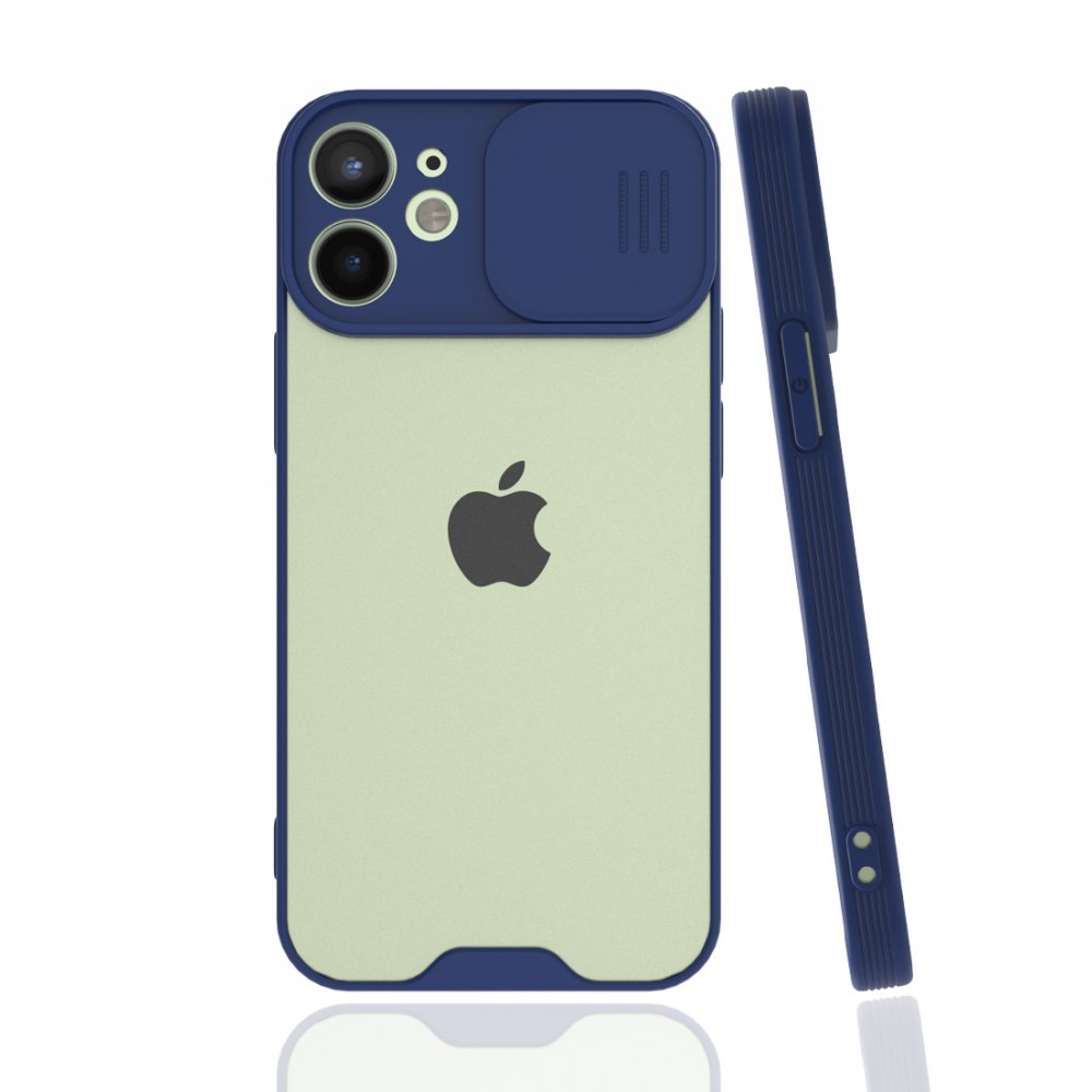 Newface iPhone 12 Mini Kılıf Platin Kamera Koruma Silikon - Lacivert