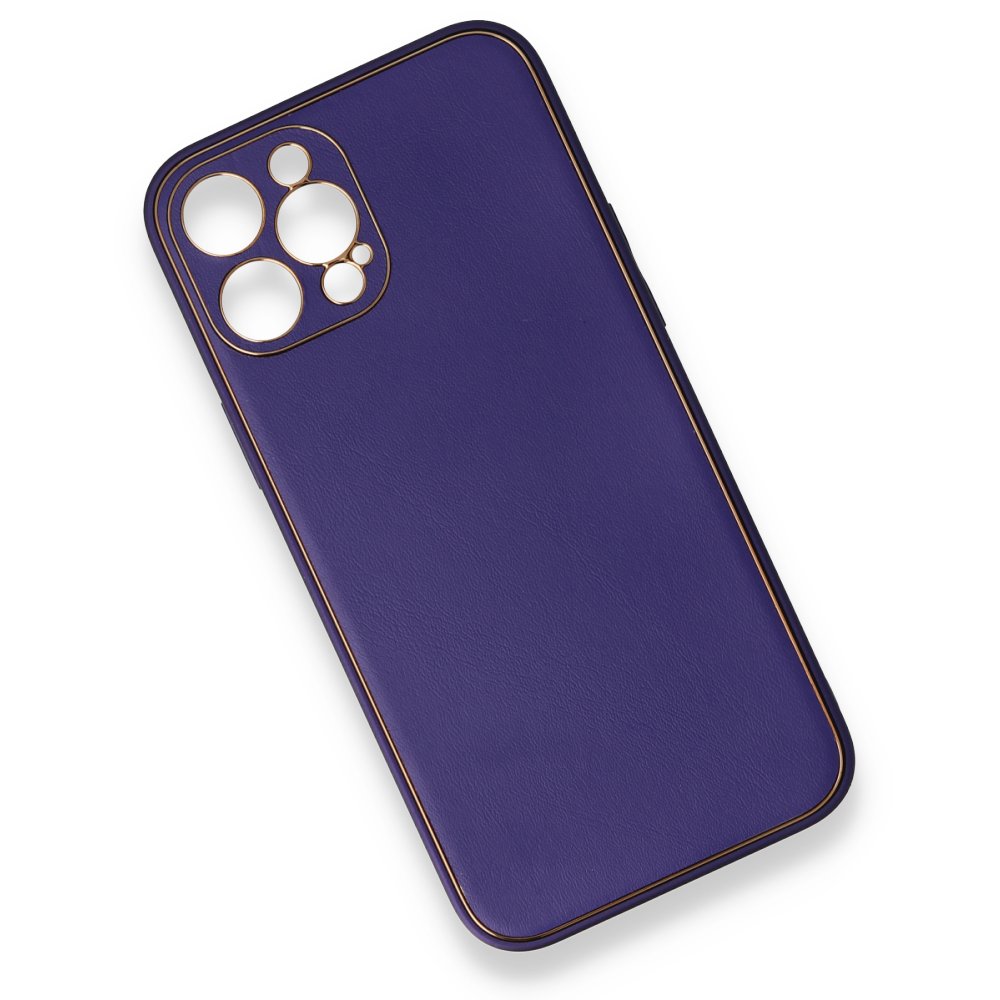 Newface iPhone 12 Pro Kılıf Coco Deri Silikon Kapak - Mor