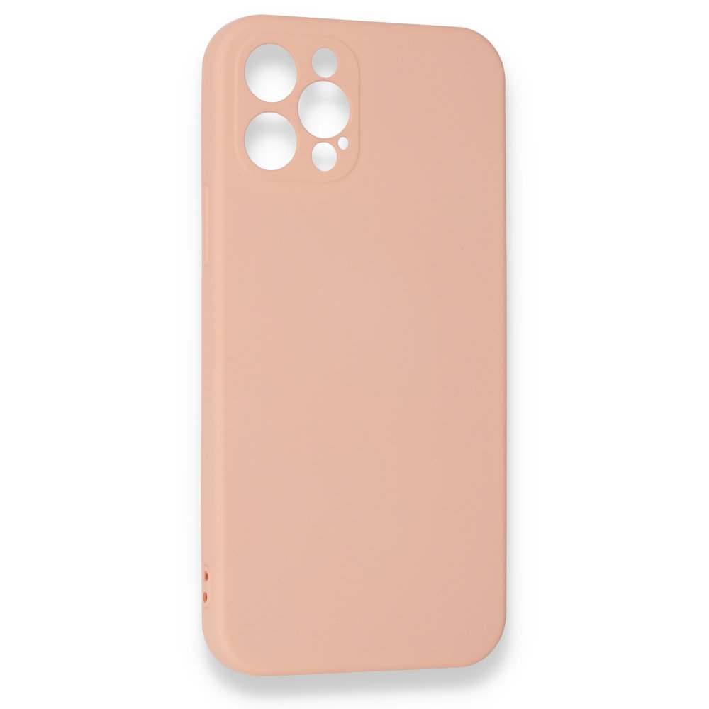 Newface iPhone 12 Pro Max Kılıf Nano içi Kadife Silikon - Pudra