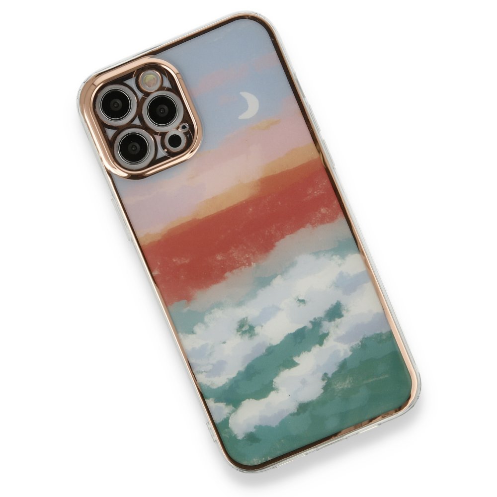 Newface iPhone 12 Pro Kılıf Çiçekli Silikon - Turkuaz