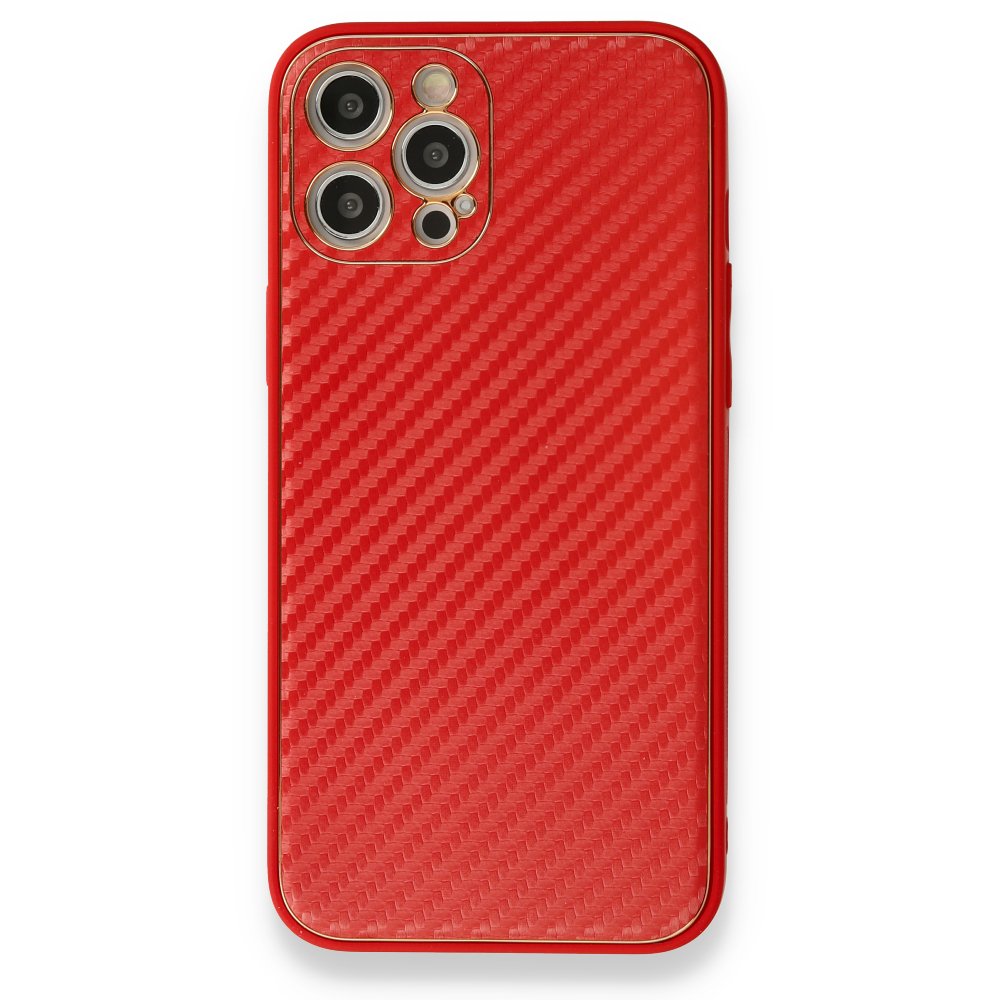 Newface iPhone 12 Pro Kılıf Coco Karbon Silikon - Kırmızı