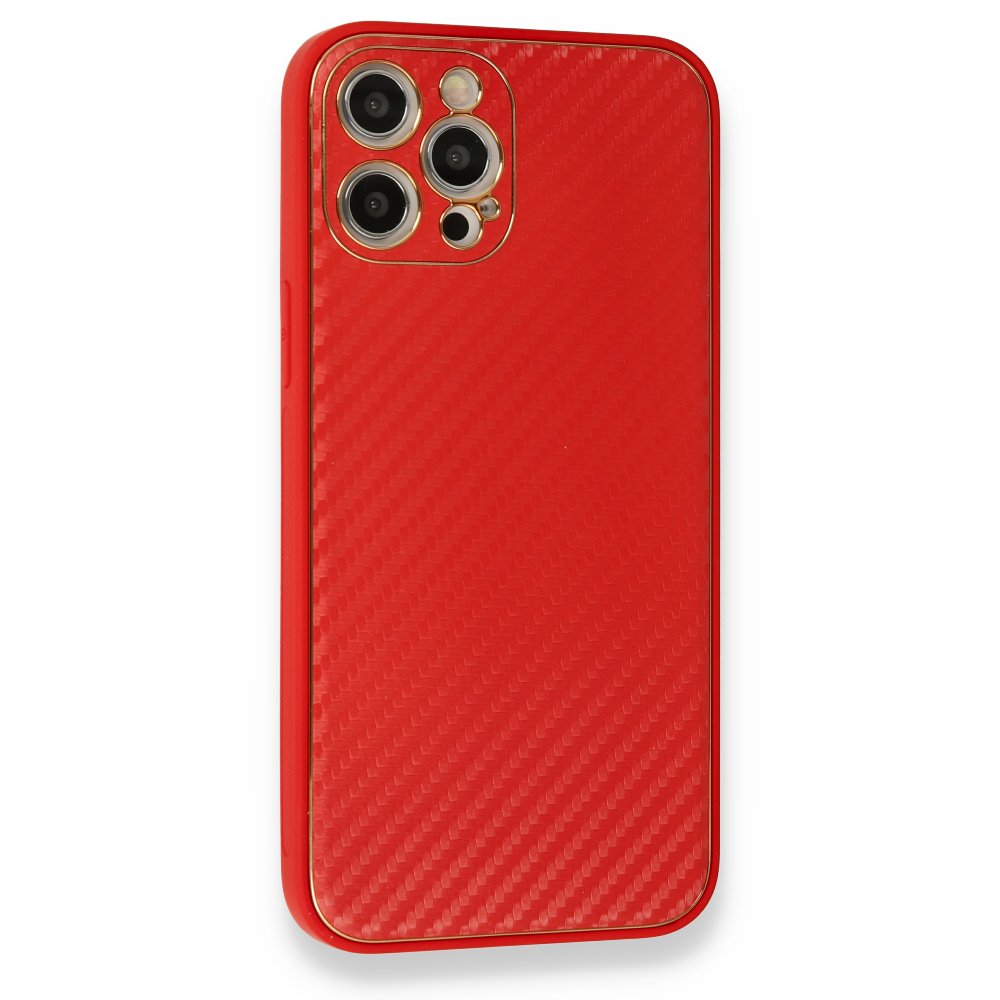 Newface iPhone 12 Pro Kılıf Coco Karbon Silikon - Kırmızı