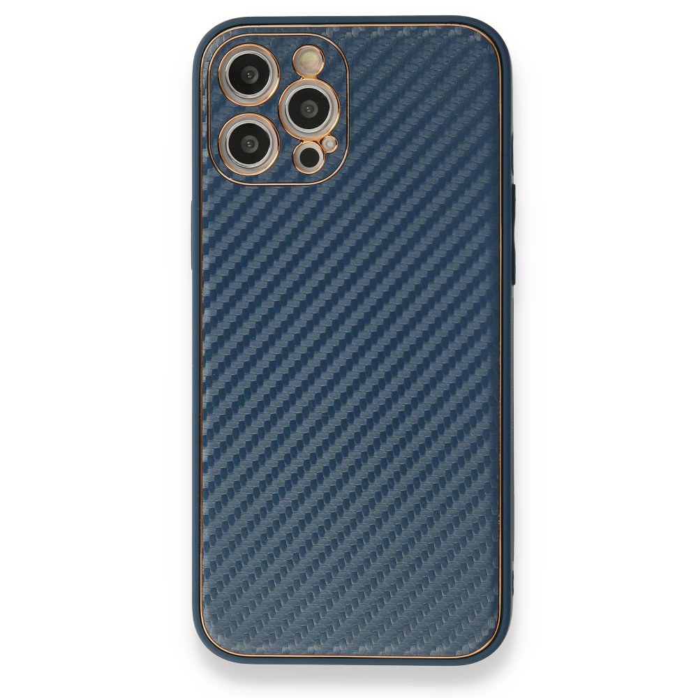 Newface iPhone 12 Pro Kılıf Coco Karbon Silikon - Mavi
