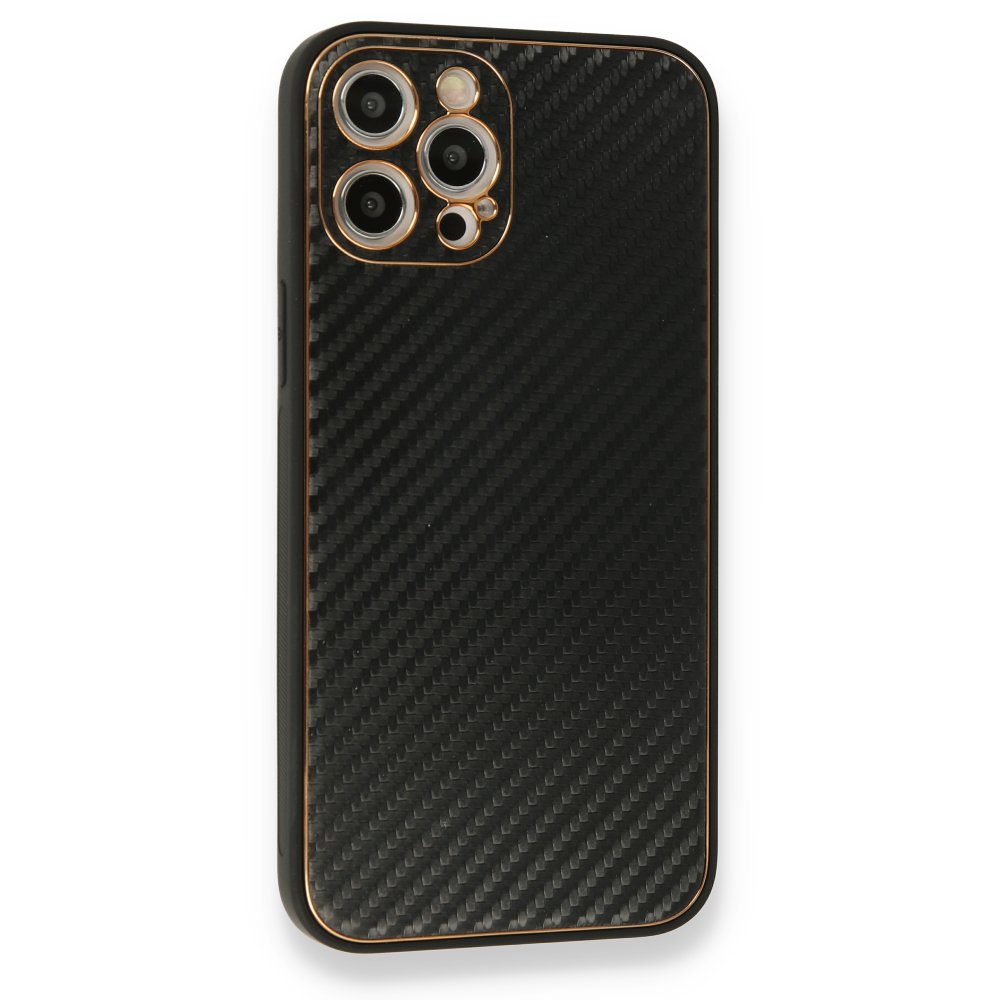 Newface iPhone 12 Pro Kılıf Coco Karbon Silikon - Siyah