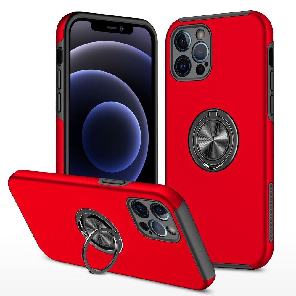 Newface iPhone 12 Pro Kılıf Elit Yüzüklü Kapak - Kırmızı