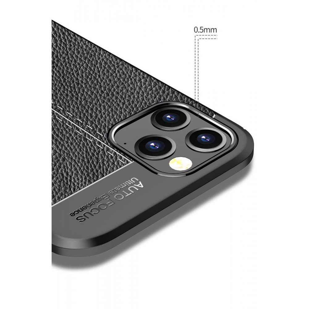 Newface iPhone 12 Pro Kılıf Focus Derili Silikon - Siyah