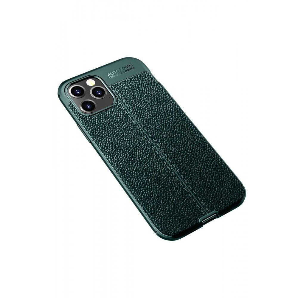 Newface iPhone 12 Pro Kılıf Focus Derili Silikon - Yeşil