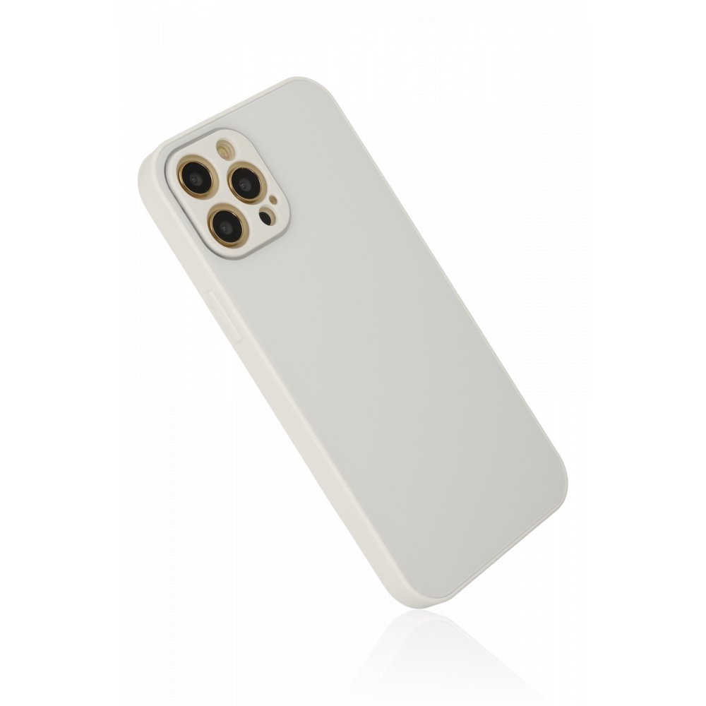 Newface iPhone 12 Pro Kılıf Glass Kapak - Beyaz