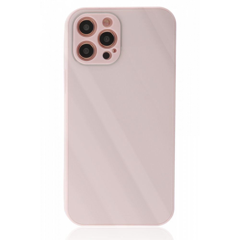 Newface iPhone 12 Pro Max Kılıf Glass Kapak - Pembe