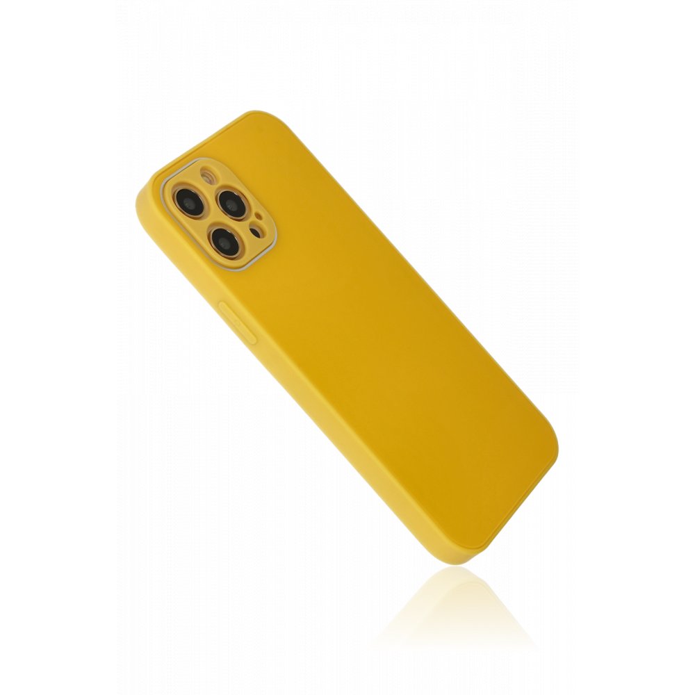 Newface iPhone 12 Pro Kılıf Glass Kapak - Sarı
