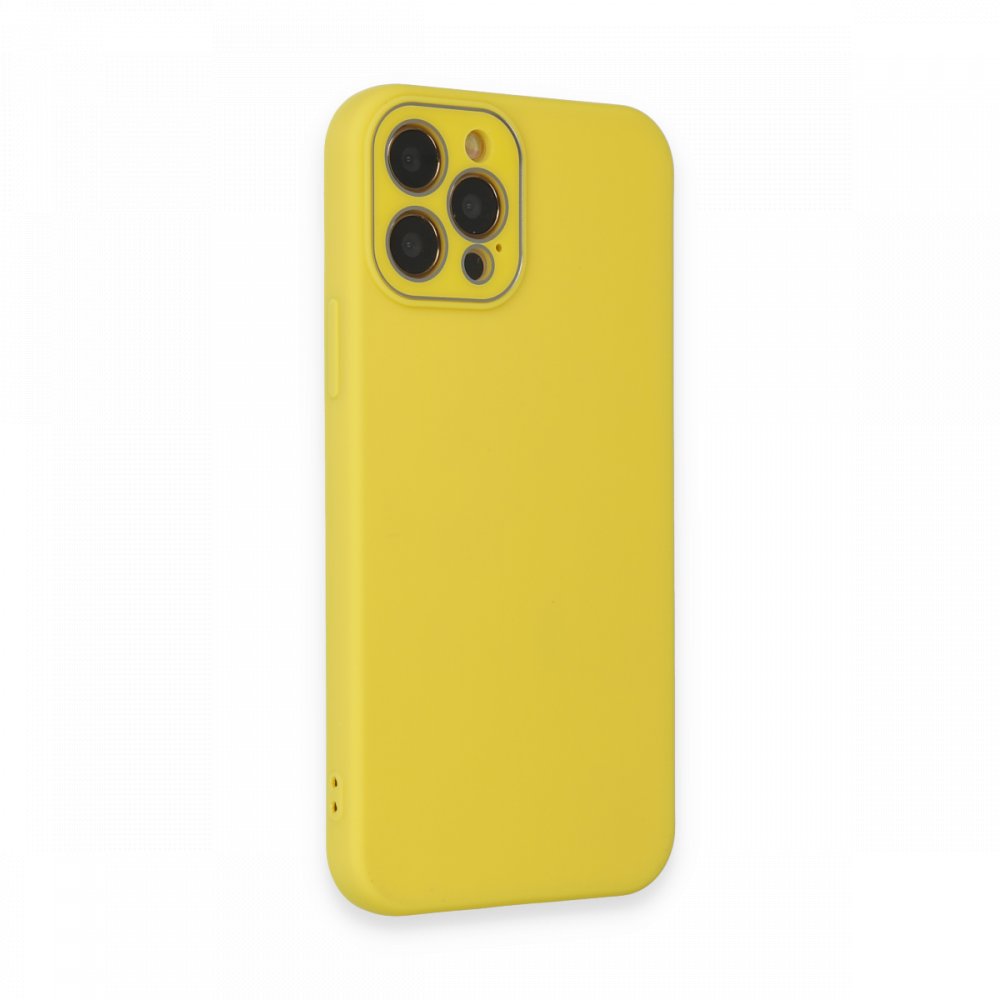 Newface iPhone 12 Pro Kılıf Lansman Glass Kapak - Sarı