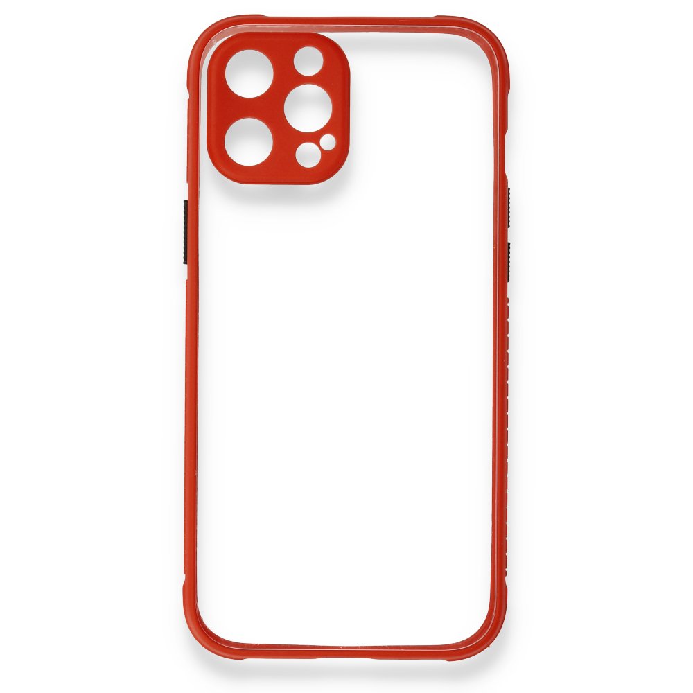 Newface iPhone 12 Pro Kılıf Miami Şeffaf Silikon - Kırmızı
