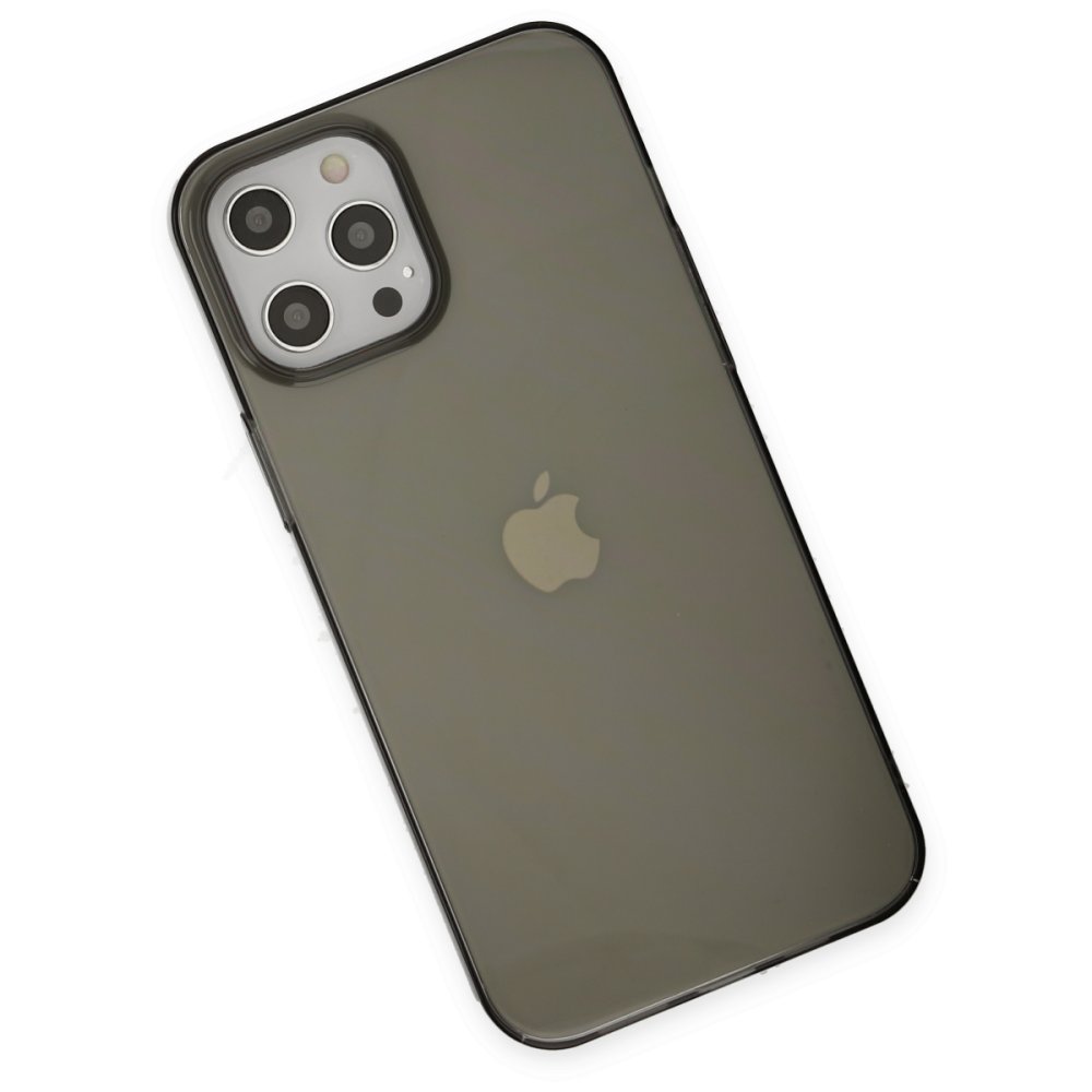 Newface iPhone 12 Pro Kılıf Pc Sert Şeffaf Kapak - Siyah