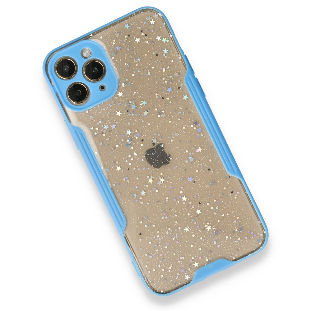 Newface iPhone 12 Pro Kılıf Platin Simli Silikon - Mavi