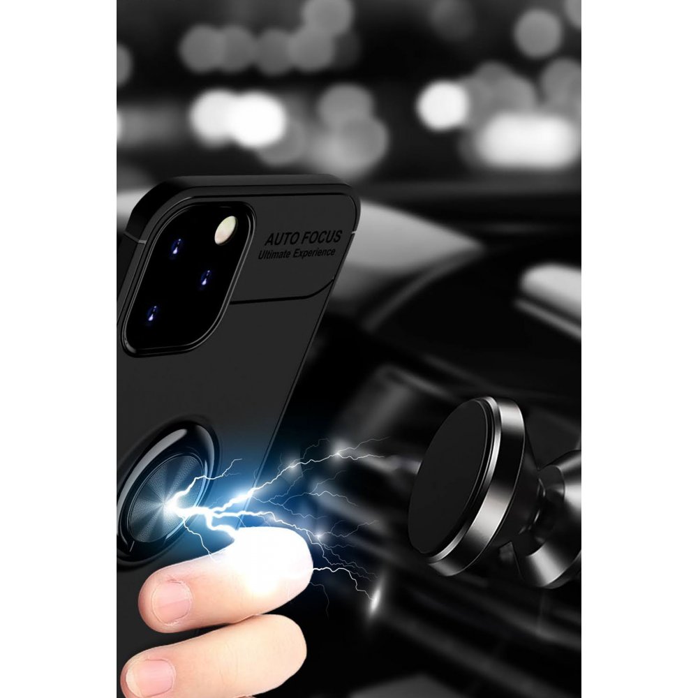 Newface iPhone 12 Pro Kılıf Range Yüzüklü Silikon - Siyah