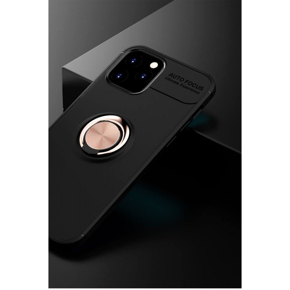 Newface iPhone 12 Pro Kılıf Range Yüzüklü Silikon - Siyah-Gold