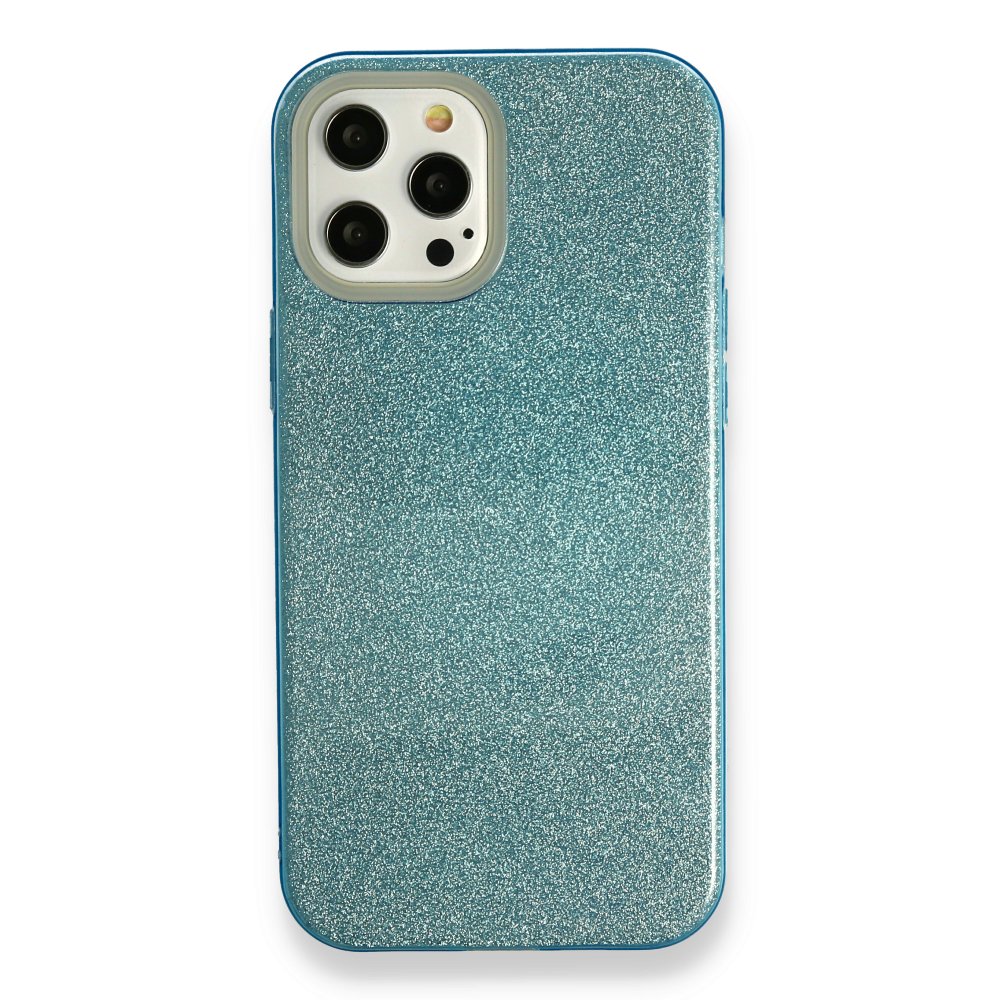 Newface iPhone 12 Pro Kılıf Simli Katmanlı Silikon - Turkuaz