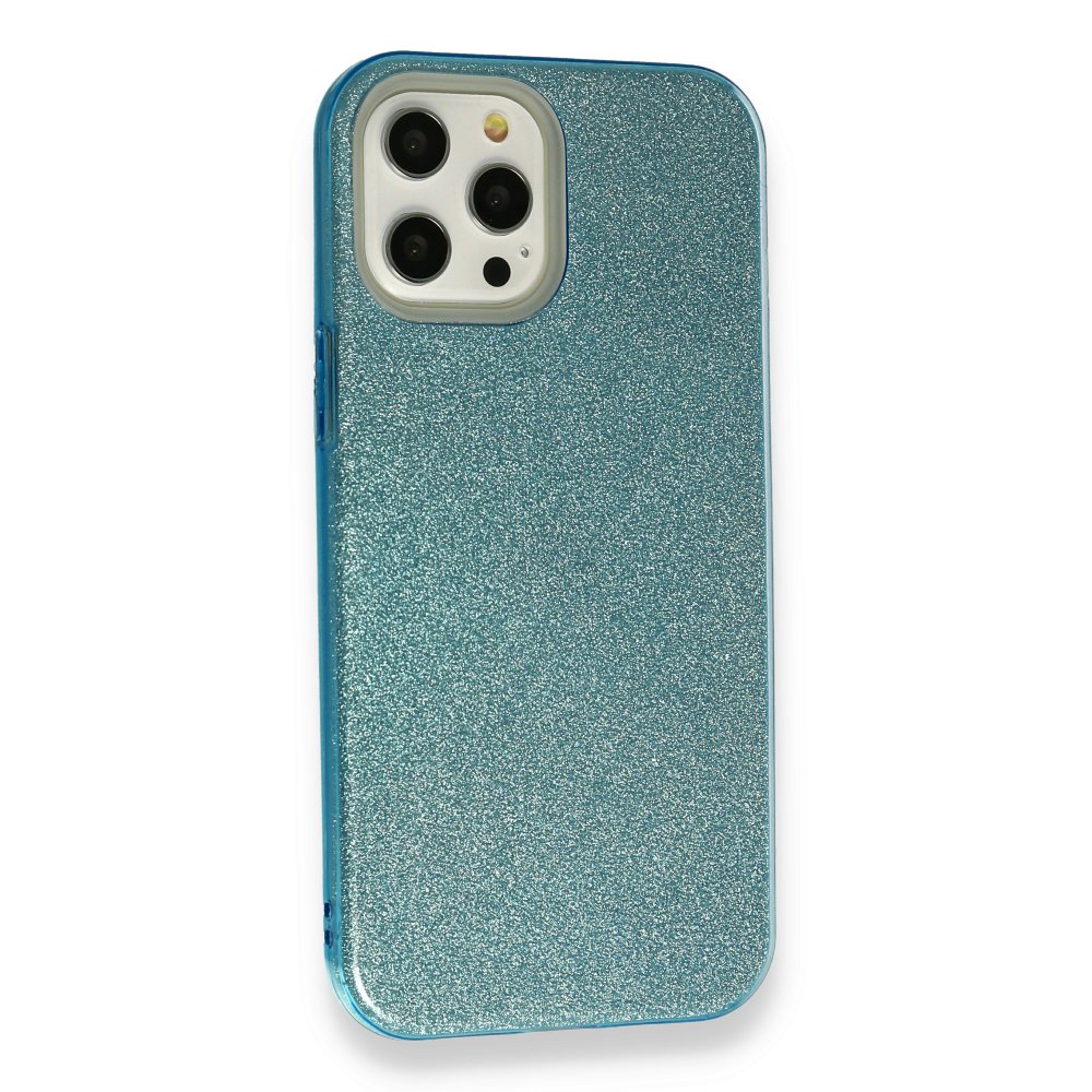 Newface iPhone 12 Pro Kılıf Simli Katmanlı Silikon - Turkuaz