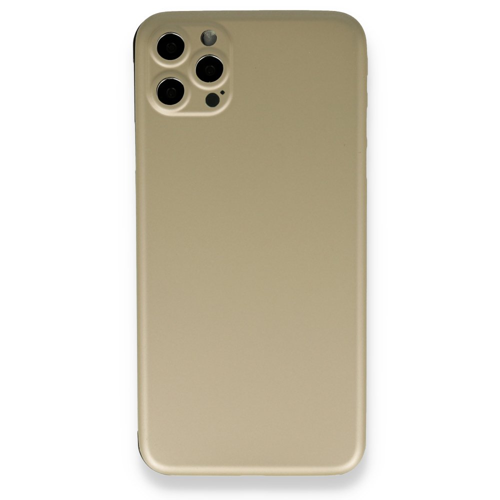 Newface iPhone 12 Pro Max Kılıf 360 Full Body Silikon Kapak - Gold