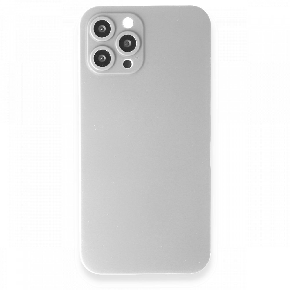 Newface iPhone 12 Pro Max Kılıf 360 Full Body Silikon Kapak - Gümüş