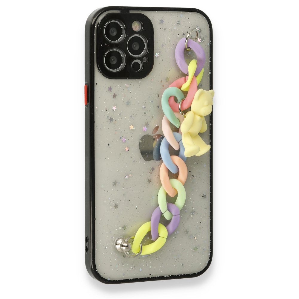 Newface iPhone 12 Pro Max Kılıf Ayıcıklı Silikon - Siyah