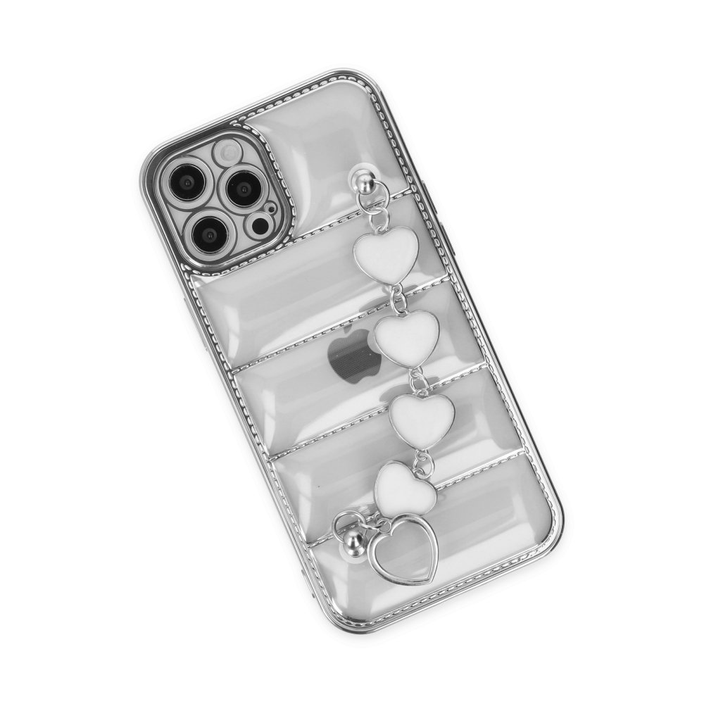 Newface iPhone 12 Pro Max Kılıf Berlin Elcekli Silikon - Gümüş