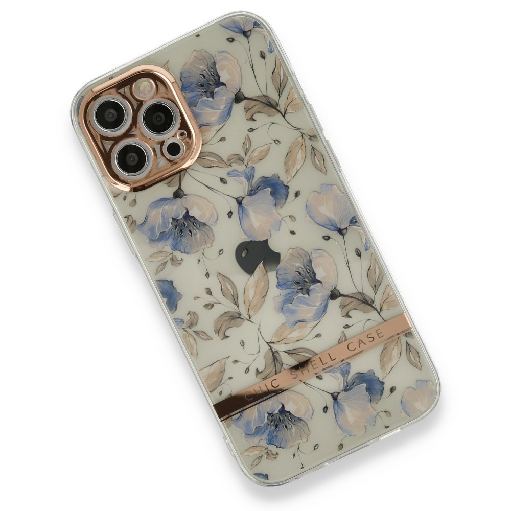 Newface iPhone 12 Pro Max Kılıf Çiçekli Silikon - Lila