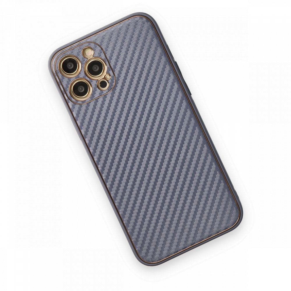 Newface iPhone 12 Pro Max Kılıf Coco Karbon Silikon - Gri