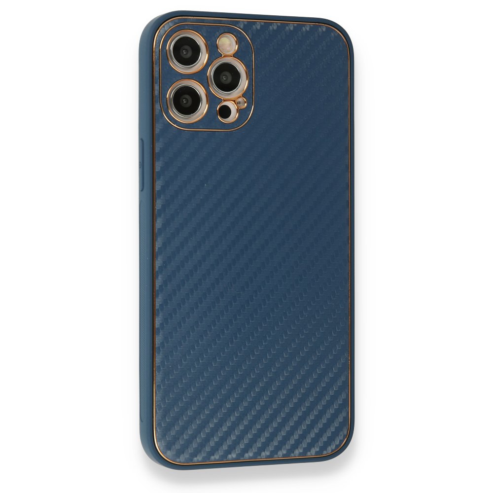 Newface iPhone 12 Pro Max Kılıf Coco Karbon Silikon - Mavi