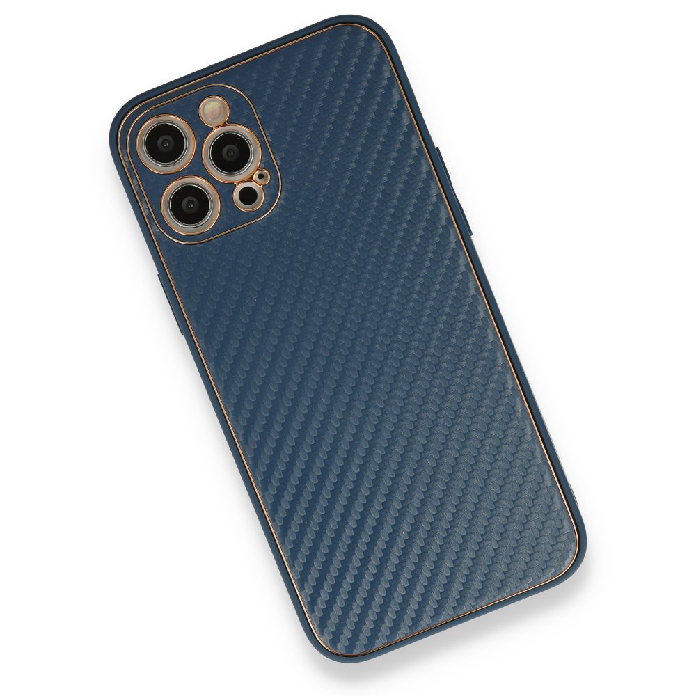 Newface iPhone 12 Pro Max Kılıf Coco Karbon Silikon - Mavi