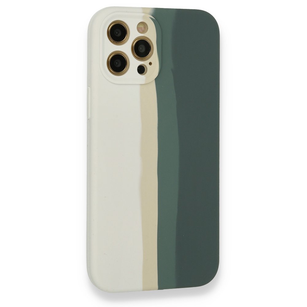 Newface iPhone 12 Pro Max Kılıf Ebruli Lansman Silikon - Beyaz-Gri